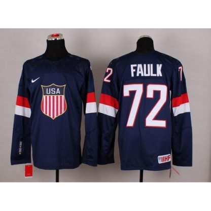2014 Olympic Team USA #72 Justin Faulk Navy Blue Stitched NHL Jersey