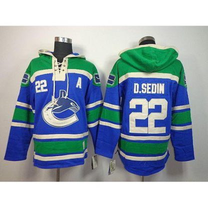Vancouver Canucks #22 Daniel Sedin Blue Sawyer Hooded Sweatshirt Stitched NHL Jersey