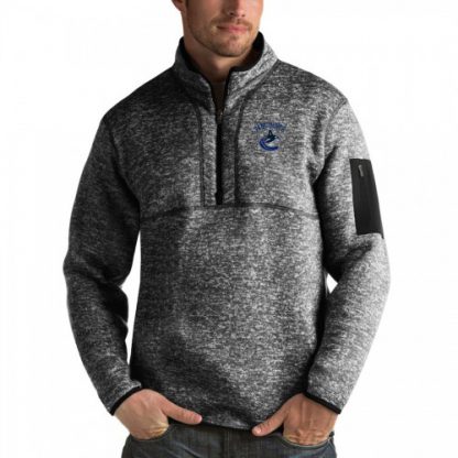 Vancouver Vancouver Canucks Antigua Fortune Quarter-Zip Pullover Jacket Charcoal