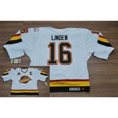 Vancouver Canucks #16 Trevor Linden Stitched White CCM Throwback Vintage NHL Jersey