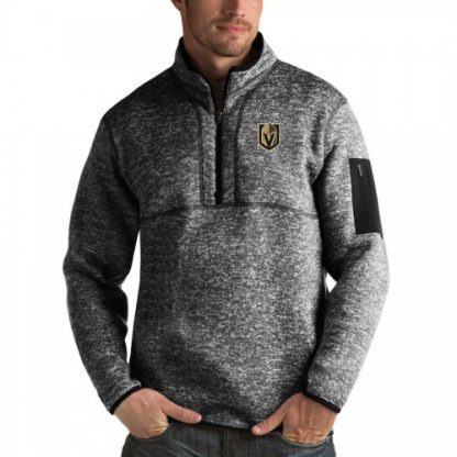Vegas Vegas Golden Knights Antigua Fortune Quarter-Zip Pullover Jacket Charcoal