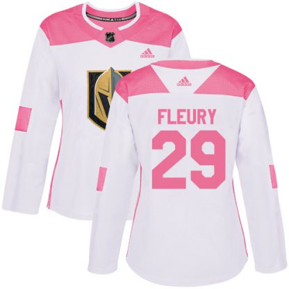 Adidas Vegas Golden Knights #29 Marc-Andre Fleury White/Pink Authentic Fashion Women's Stitched NHL Jersey