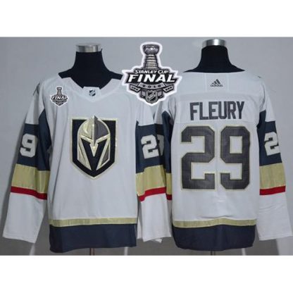 Adidas Vegas Golden Knights #29 Marc-Andre Fleury White Road Authentic 2018 Stanley Cup Final Women's Stitched NHL Jersey