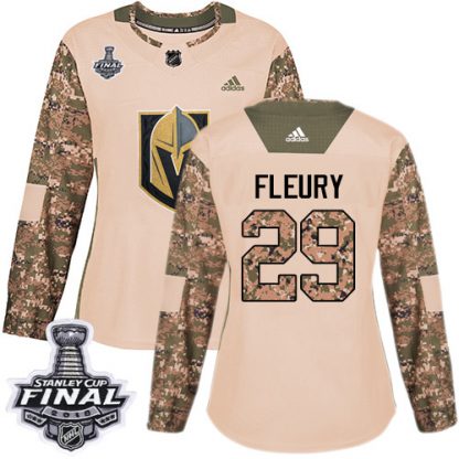 Adidas Vegas Golden Knights #29 Marc-Andre Fleury Camo Authentic 2017 Veterans Day 2018 Stanley Cup Final Women's Stitched NHL Jersey