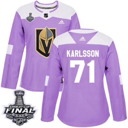 Adidas Vegas Golden Knights #71 William Karlsson Purple Authentic Fights Cancer 2018 Stanley Cup Final Women's Stitched NHL Jersey