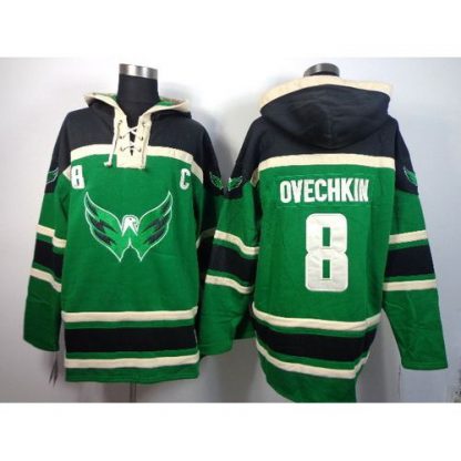 Washington Capitals #8 Alex Ovechkin Green St. Patrick's Day McNary Lace Hoodie Stitched NHL Jersey