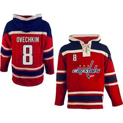 Washington Capitals #8 Alex Ovechkin Red Sawyer Hooded Sweatshirt Stitched NHL Jersey