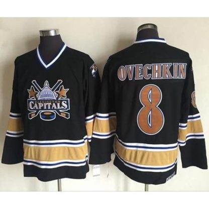 Washington Capitals #8 Alex Ovechkin Black CCM Throwback Stitched NHL Jersey
