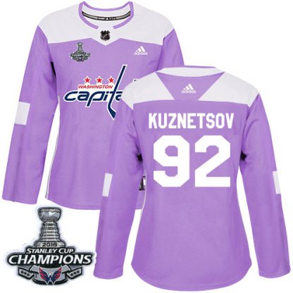 Adidas Washington Capitals #92 Evgeny Kuznetsov Purple Authentic Fights Cancer Stanley Cup Final Champions Women's Stitched NHL Jersey
