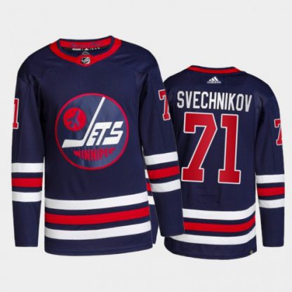 Adidas Winnipeg Jets #71 Evgeny Svechnikov Men's 2021-22 Alternate Authentic NHL Jersey - Navy