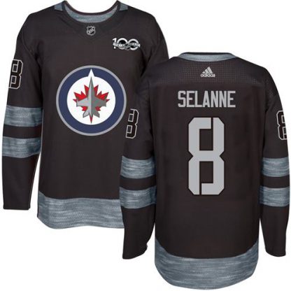 Adidas Winnipeg Jets #8 Teemu Selanne Black 1917-2017 100th Anniversary Stitched NHL Jersey