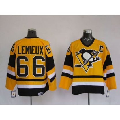 Pittsburgh Penguins #66 Mario Lemieux Stitched Yellow Mitchell&Ness NHL Jersey