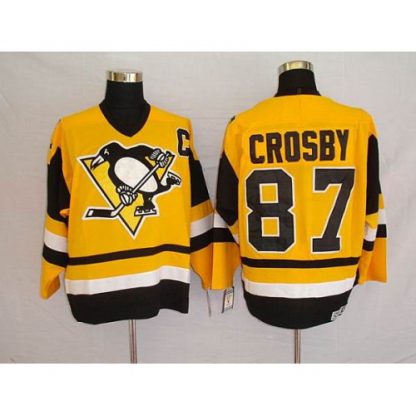 Pittsburgh Penguins #87 Sidney Crosby Stitched Yellow Mitchell&Ness NHL Jersey