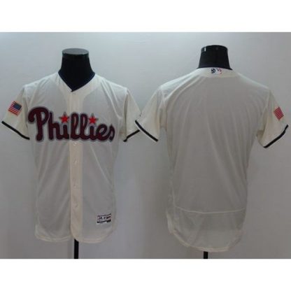 Philadelphia Phillies Blank Cream Fashion Stars & Stripes Flexbase Authentic Stitched MLB Jersey