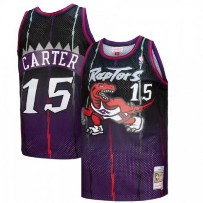 Toronto Toronto Raptors #15 Vince Carter Mitchell & Ness Men's Purple/Black 1998/99 Hardwood Classics Fadeaway Swingman Player Jersey