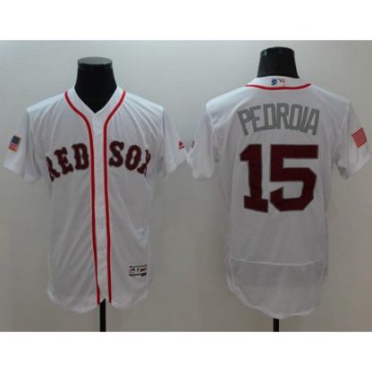 Boston Red Sox #15 Dustin Pedroia White Fashion Stars & Stripes Flexbase Authentic Stitched MLB Jersey
