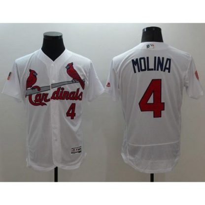St.Louis Cardinals #4 Yadier Molina White Fashion Stars & Stripes Flexbase Authentic Stitched MLB Jersey