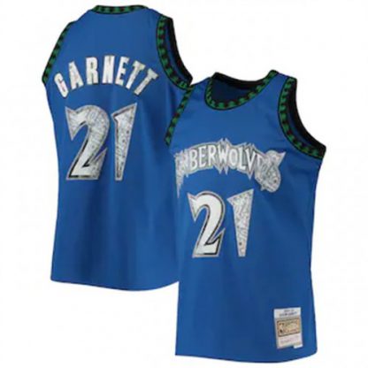 Nike Minnesota Timberwolves #21 Kevin Garnett Mitchell & Ness 1996-97 Hardwood Classics NBA 75th Anniversary Diamond Swingman Jersey - Blue
