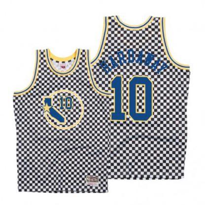 Mitchell & Ness Golden State Warriors #10 Tim Hardaway Men's White Checkerboard HWC Throwback NBA Jersey
