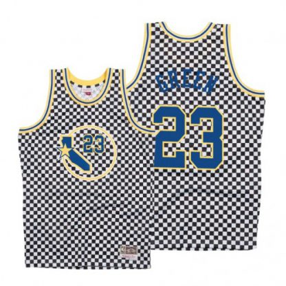 Mitchell & Ness Golden State Warriors #23 Draymond Green Men's White Checkerboard HWC Throwback NBA Jersey